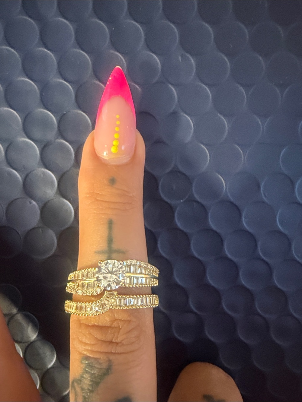 Gold filled Bridal CZ Three-Piece Ring Set -